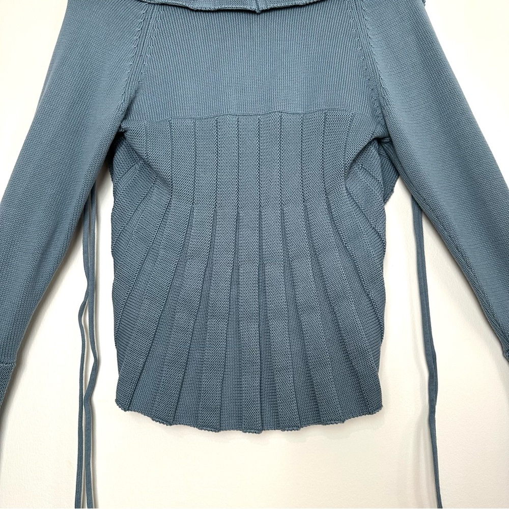 Y2K Studded Shawl Collar Fluted Ribbed Knit Open Cardigan Fairycore Goblincore - Picture 9 of 9